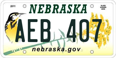 NE license plate AEB407