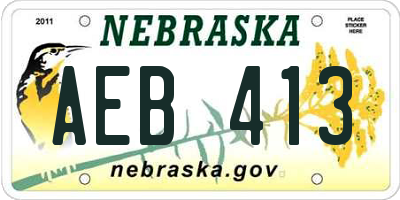 NE license plate AEB413
