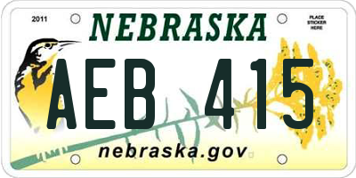 NE license plate AEB415