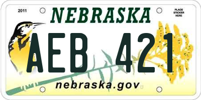 NE license plate AEB421