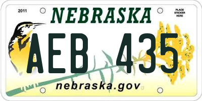 NE license plate AEB435