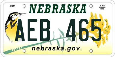 NE license plate AEB465