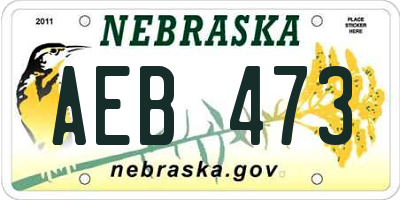 NE license plate AEB473