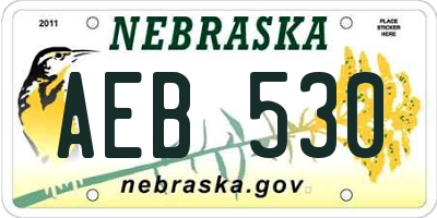 NE license plate AEB530
