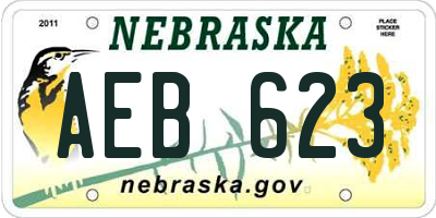 NE license plate AEB623