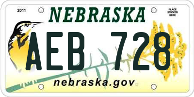 NE license plate AEB728