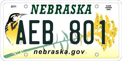 NE license plate AEB801