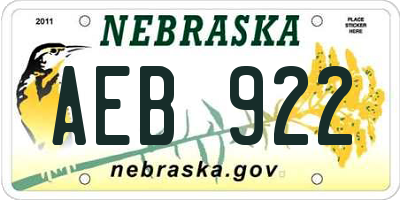 NE license plate AEB922