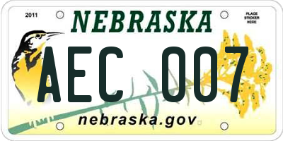 NE license plate AEC007