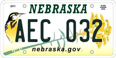 NE license plate AEC032
