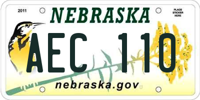 NE license plate AEC110