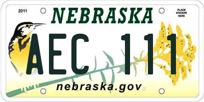 NE license plate AEC111