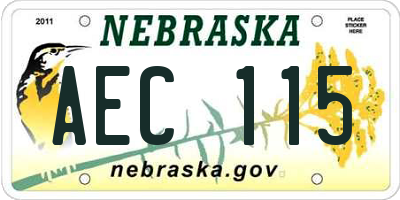 NE license plate AEC115