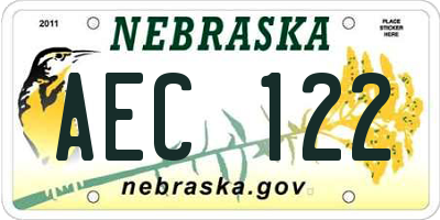 NE license plate AEC122