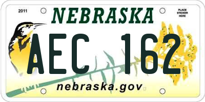 NE license plate AEC162
