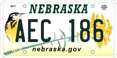 NE license plate AEC186