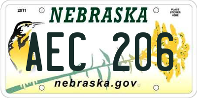 NE license plate AEC206