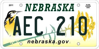 NE license plate AEC210