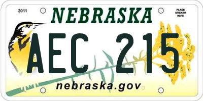 NE license plate AEC215