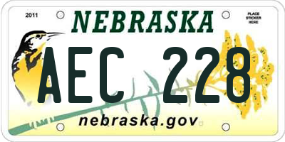 NE license plate AEC228