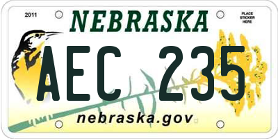 NE license plate AEC235