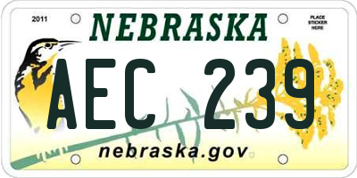 NE license plate AEC239