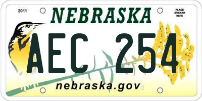 NE license plate AEC254
