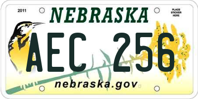 NE license plate AEC256