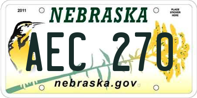 NE license plate AEC270