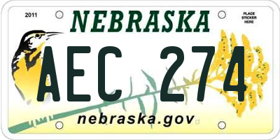 NE license plate AEC274