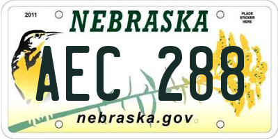 NE license plate AEC288