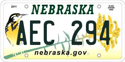 NE license plate AEC294
