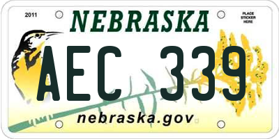 NE license plate AEC339