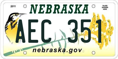 NE license plate AEC351