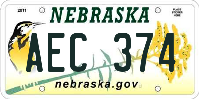 NE license plate AEC374