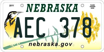 NE license plate AEC378