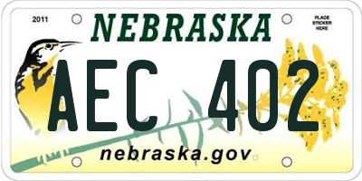 NE license plate AEC402