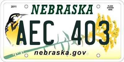 NE license plate AEC403
