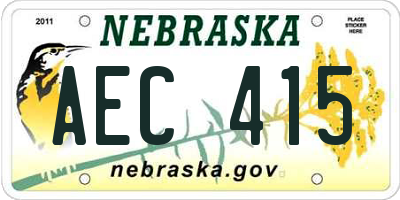 NE license plate AEC415