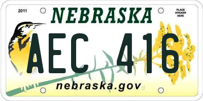 NE license plate AEC416