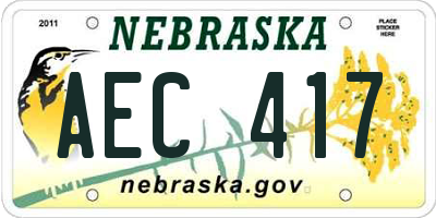 NE license plate AEC417