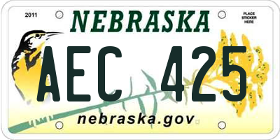 NE license plate AEC425