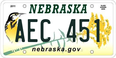 NE license plate AEC451