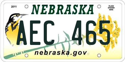 NE license plate AEC465