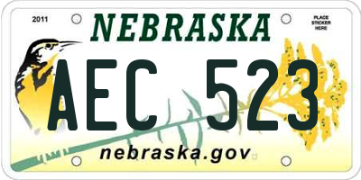 NE license plate AEC523