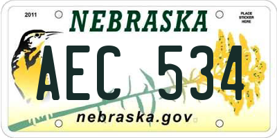 NE license plate AEC534