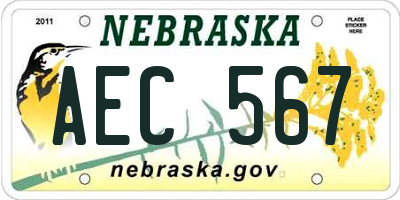 NE license plate AEC567