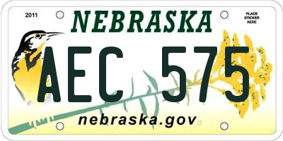 NE license plate AEC575