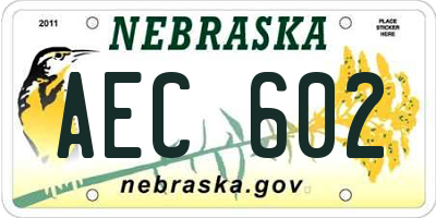 NE license plate AEC602