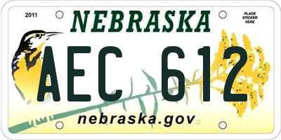 NE license plate AEC612